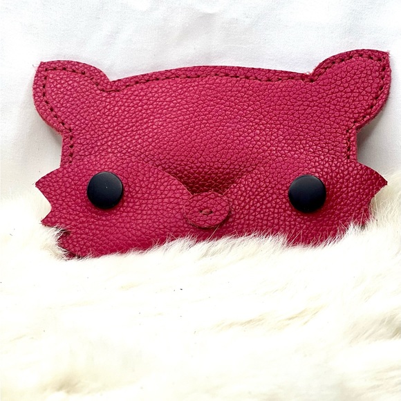 Handmade Leather Fuchsia Fox Wallet - Picture 3 of 5